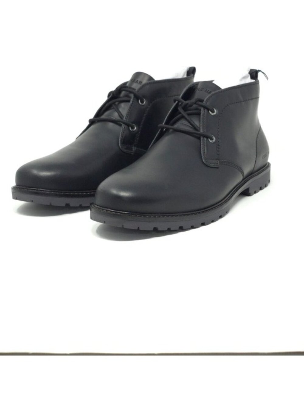 Cole Haan Chukka Boots Midland Lug Water Resistant Leather Black